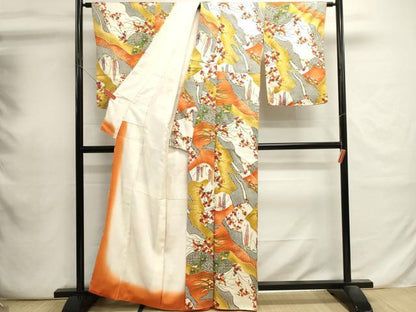 平和屋着物■上質な小紋　籬草花文　金彩　正絹　逸品　DABI0792cd