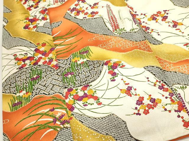 平和屋着物■上質な小紋　籬草花文　金彩　正絹　逸品　DABI0792cd