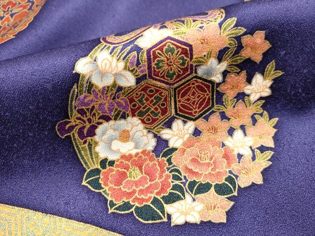 平和屋着物■豪華振袖　駒刺繍　御所車花文　金彩　正絹　逸品　DABI0798cd