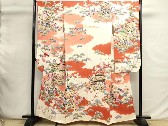 平和屋着物■豪華振袖　草花松文　山車　暈し染め　金彩　正絹　逸品　DABI0800cd