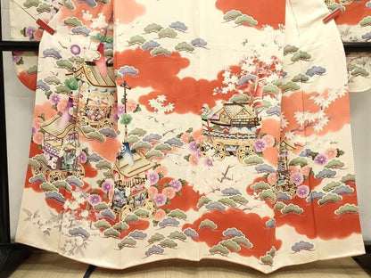 平和屋着物■豪華振袖　草花松文　山車　暈し染め　金彩　正絹　逸品　DABI0800cd