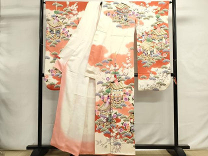 平和屋着物■豪華振袖　草花松文　山車　暈し染め　金彩　正絹　逸品　DABI0800cd