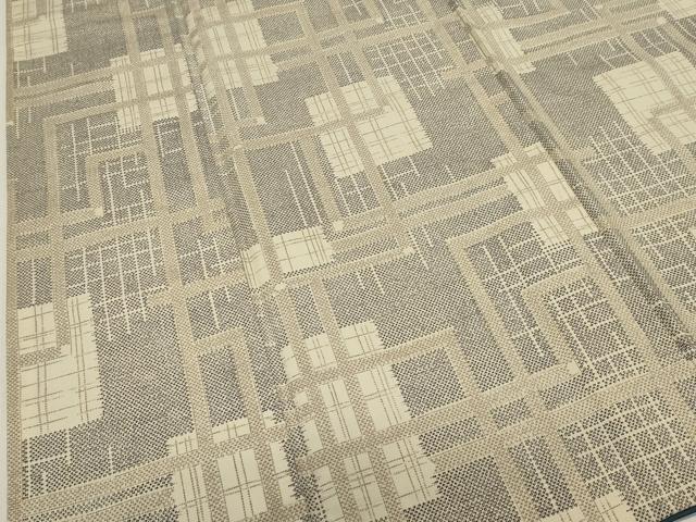 平和屋着物■上質な紬　幾何学文　正絹　逸品　DABI0801cd