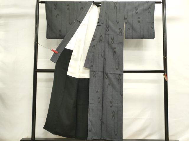 平和屋着物■本塩沢　110亀甲　抽象文様　正絹　逸品　DABI0802cd