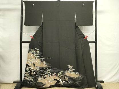 平和屋着物■豪華黒留袖　風景文　金彩　正絹　逸品　DABI0803cd
