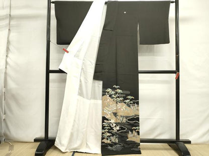 平和屋着物■豪華黒留袖　風景文　金彩　正絹　逸品　DABI0803cd