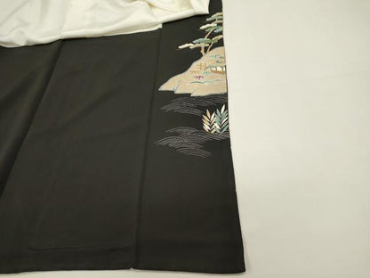 平和屋着物■豪華黒留袖　風景文　金彩　正絹　逸品　DABI0803cd
