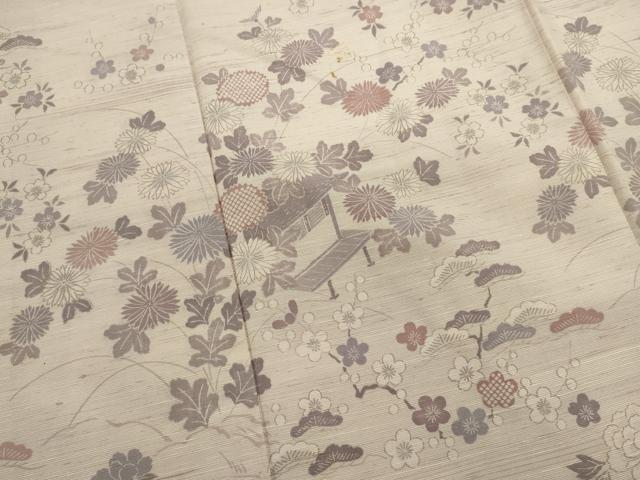 平和屋着物■訪問着　紬地　風景文　正絹　逸品　DABI0804cd