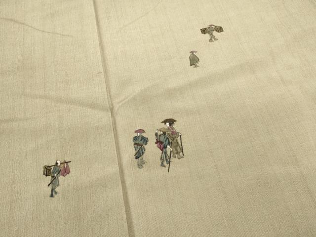平和屋着物■訪問着　手描き　人物文　正絹　逸品　DABI0807cd