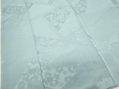 平和屋着物■上質な色無地　花鳥地紋　水色　正絹　逸品　未使用　DABI0809cd