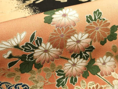 平和屋着物■豪華黒留袖　駒刺繍　御所車花文　松寿　金彩　正絹　逸品　DABI0810cd