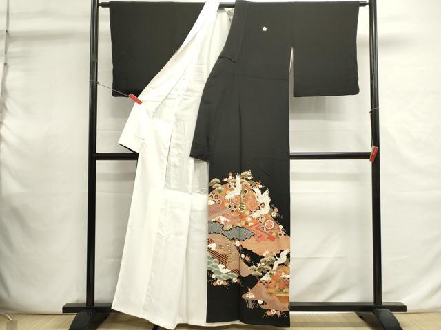 平和屋着物■豪華黒留袖　吉祥飛鶴文　金彩　正絹　逸品　DABI0814cd