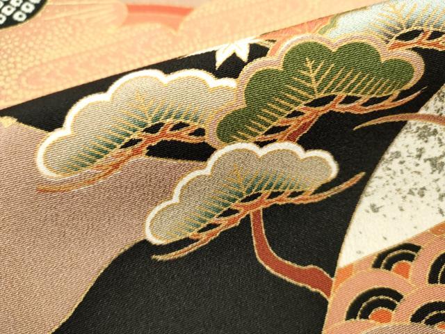 平和屋着物■豪華黒留袖　吉祥飛鶴文　金彩　正絹　逸品　DABI0814cd