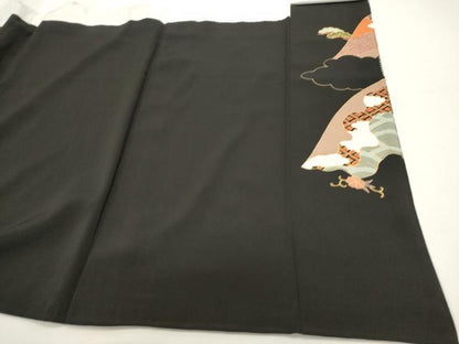平和屋着物■豪華黒留袖　吉祥飛鶴文　金彩　正絹　逸品　DABI0814cd