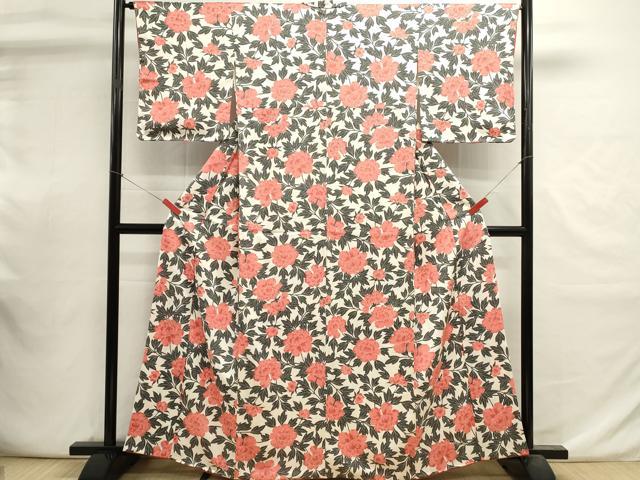平和屋着物■上質な小紋　草花文　正絹　逸品　DABI0815cd