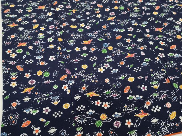 平和屋着物■上質な小紋　型染め　花鳥文　正絹　逸品　DABI0816cd