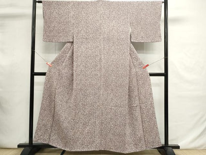 平和屋着物■上質な小紋　葡萄唐草文　鬼しぼ縮緬　正絹　逸品　DABI0817cd