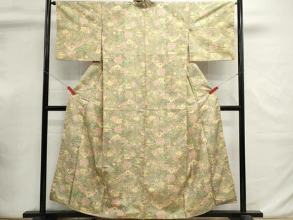 平和屋着物■本場染大島紬　草花文　正絹　逸品　DABI0824cd