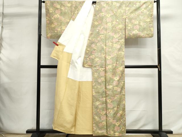 平和屋着物■本場染大島紬　草花文　正絹　逸品　DABI0824cd