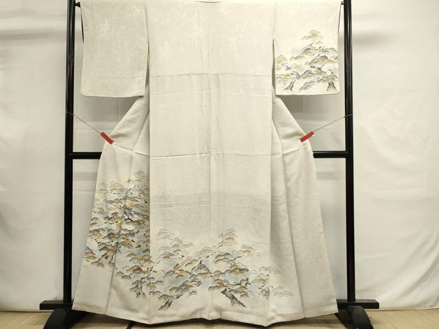 平和屋着物■訪問着　刺繍　枝松文　暈し染め　金彩　正絹　逸品　DABI0830cd