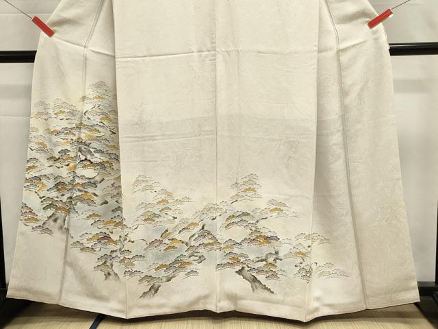平和屋着物■訪問着　刺繍　枝松文　暈し染め　金彩　正絹　逸品　DABI0830cd