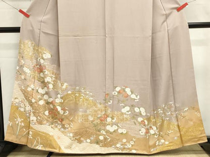 平和屋着物■豪華色留袖　草花文　暈し染め　金銀彩　正絹　逸品　DABI0831cd