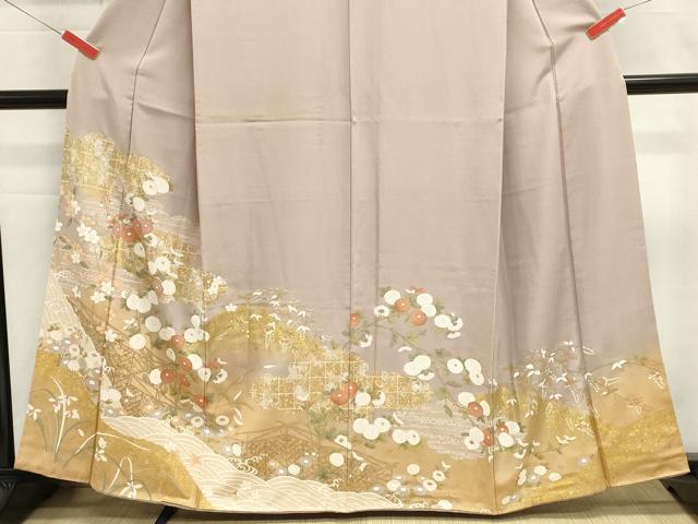 平和屋着物■豪華色留袖　草花文　暈し染め　金銀彩　正絹　逸品　DABI0831cd