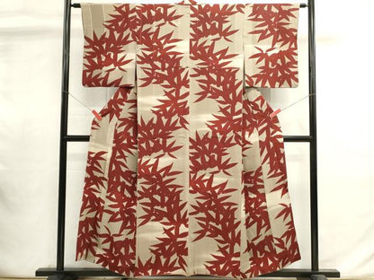 平和屋着物■上質な小紋　笹葉文　暈し染め　金彩　正絹　逸品　DABI0833cd