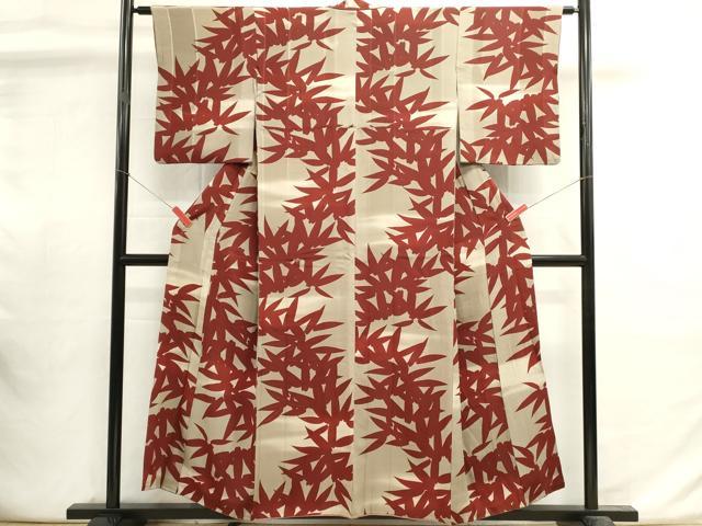 平和屋着物■上質な小紋　笹葉文　暈し染め　金彩　正絹　逸品　DABI0833cd