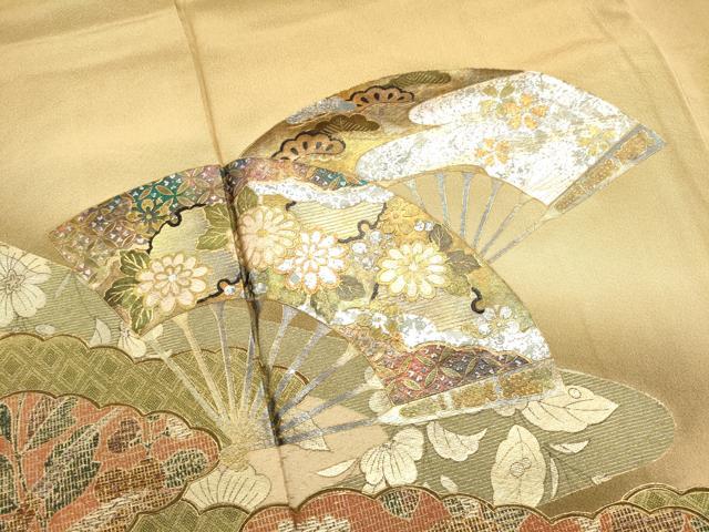 平和屋着物■豪華色留袖　扇面吉祥花文　泰常　暈し染め　金銀彩　正絹　逸品　DABI0838cd