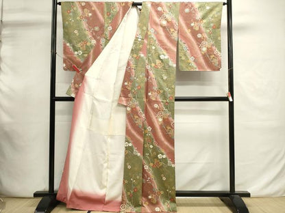 平和屋着物■上質な小紋　御所車花文　暈し染め　金彩　正絹　逸品　DABI0841cd
