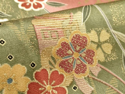 平和屋着物■上質な小紋　御所車花文　暈し染め　金彩　正絹　逸品　DABI0841cd
