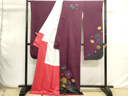 平和屋着物■豪華振袖　駒刺繍　舞梅　舞桜　暈し染め　金彩　正絹　逸品　DABI0842cd