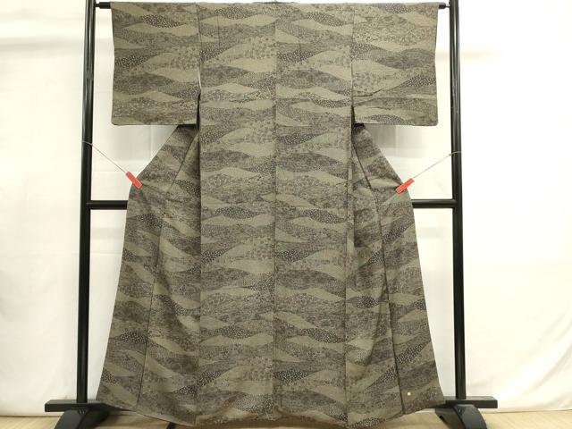平和屋着物■江戸小紋　作家物　鮫小紋柄　吉祥花文　黒地　正絹　逸品　DABI0843cd