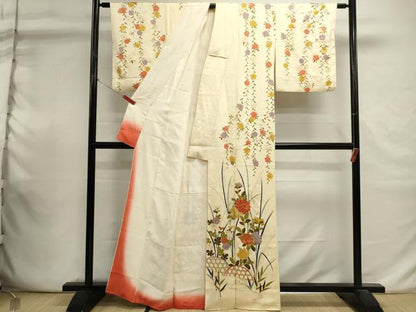 平和屋着物■訪問着　駒刺繍　籬草花文　金彩　正絹　逸品　DABI0845cd