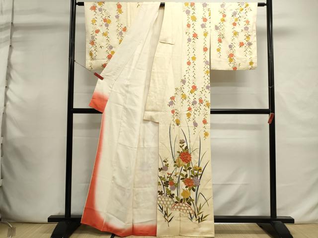 平和屋着物■訪問着　駒刺繍　籬草花文　金彩　正絹　逸品　DABI0845cd