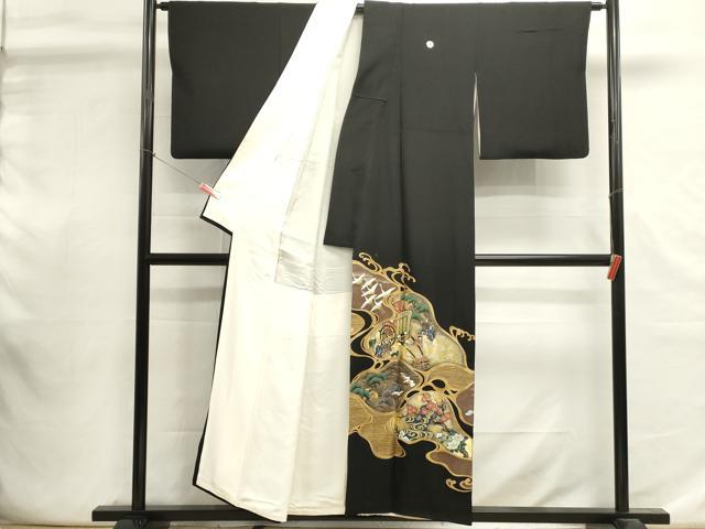 平和屋着物■豪華黒留袖　御所車人物文　金彩　正絹　逸品　DABI0846cd