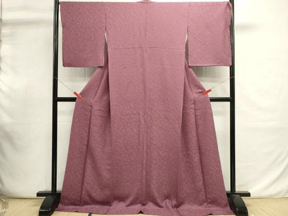 平和屋着物■上質な色無地　花尽くし地紋　京紫色　ロング丈　正絹　逸品DABI0848cd