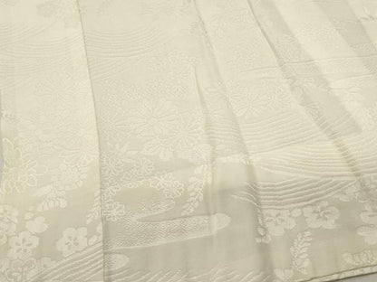 平和屋着物■長襦袢　無双仕立て　流水花地紋　半衿刺繍　正絹　逸品　DABI0851cd