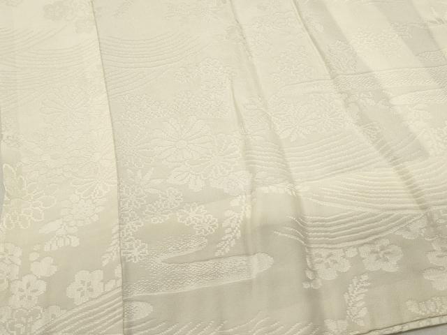 平和屋着物■長襦袢　無双仕立て　流水花地紋　半衿刺繍　正絹　逸品　DABI0851cd