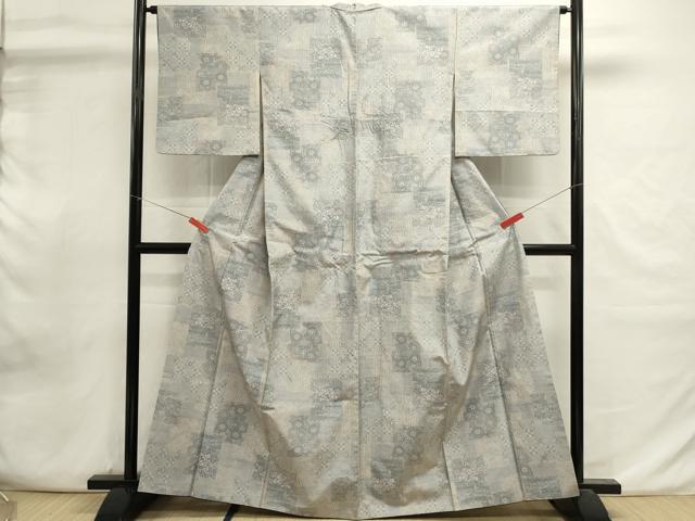 平和屋着物■上質な紬　色紙重ね花文　正絹　逸品　DABI0856cd