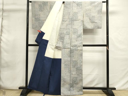 平和屋着物■上質な紬　色紙重ね花文　正絹　逸品　DABI0856cd