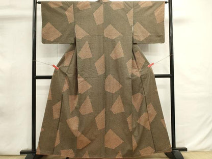 平和屋着物■上質な小紋　紬地　幾何学文　正絹　逸品　未使用　DABI0861cd