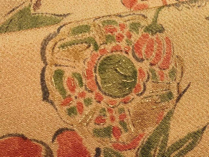 平和屋着物■上質な小紋　手描き　枝花文　金彩　鬼しぼ縮緬　正絹　逸品　DABI0862cd