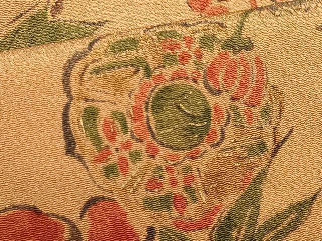 平和屋着物■上質な小紋　手描き　枝花文　金彩　鬼しぼ縮緬　正絹　逸品　DABI0862cd