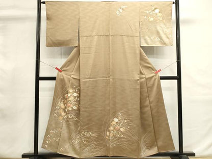 平和屋着物■訪問着　駒刺繍　草花文　暈し染め　金彩　正絹　逸品　DABI0864cd