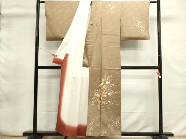 平和屋着物■訪問着　駒刺繍　草花文　暈し染め　金彩　正絹　逸品　DABI0864cd