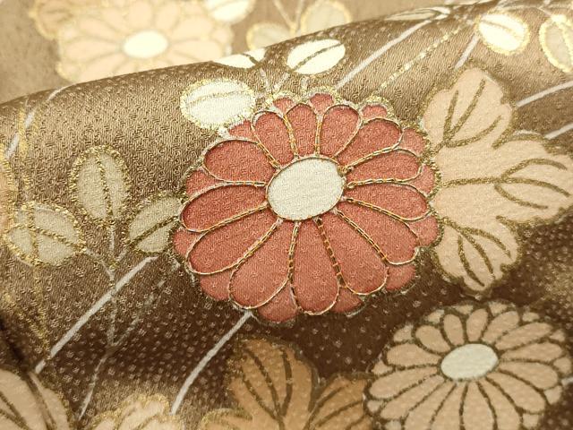 平和屋着物■訪問着　駒刺繍　草花文　暈し染め　金彩　正絹　逸品　DABI0864cd