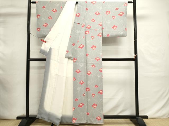 平和屋着物■上質な小紋　切嵌花文　正絹　逸品　DABI0868cd