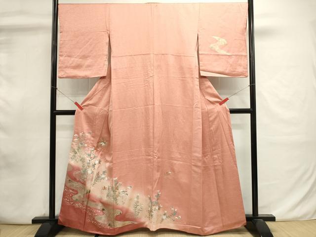 平和屋着物■中国三大刺繍　スワトウ刺繍　汕頭刺繍　訪問着　草花文　暈し染め　銀彩　鈴乃屋扱い　正絹　逸品　DABI0870cd